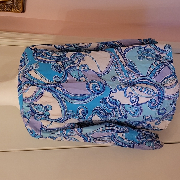 LILLY PULITZER silk blue blouse - Picture 3 of 7